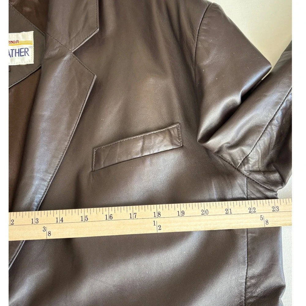 California LA Leather Jacket Brown 2-Button Vintage 80's‎ Size 42 R Mobwife